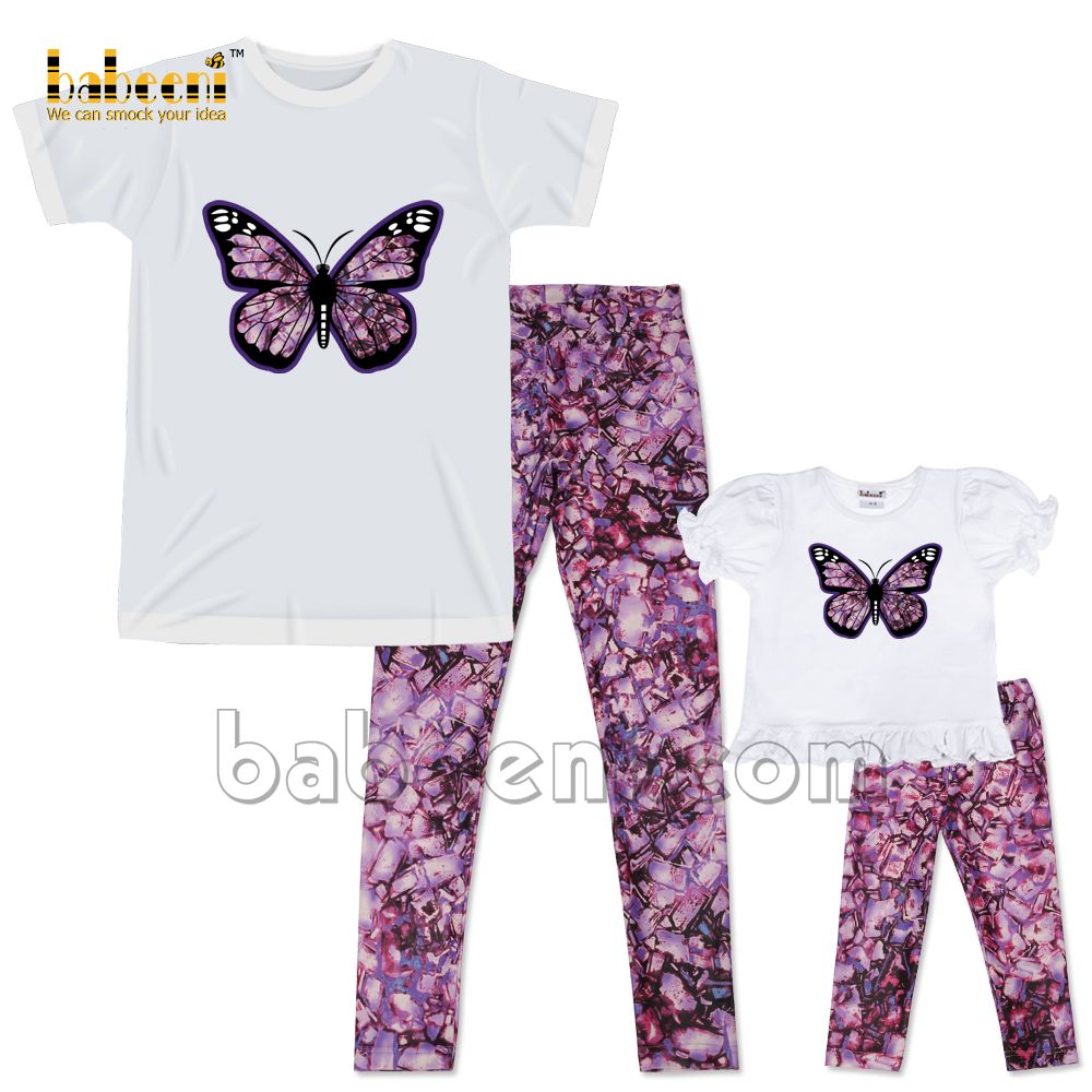 Elegant Butterfly Mom Girl Purple Outfit- MM 71